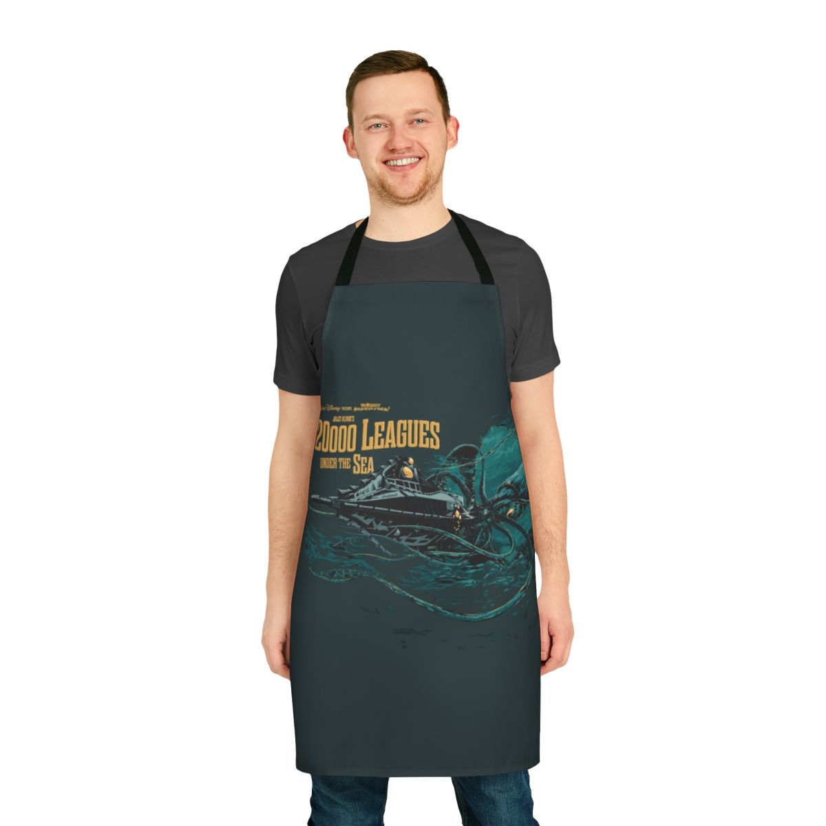 Nautical steampunk apron featuring a submarine and octopus design