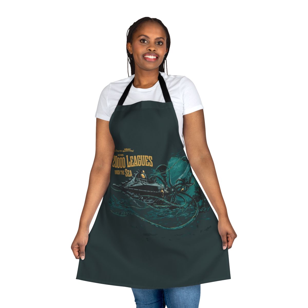 Nautical steampunk apron featuring a submarine and octopus design