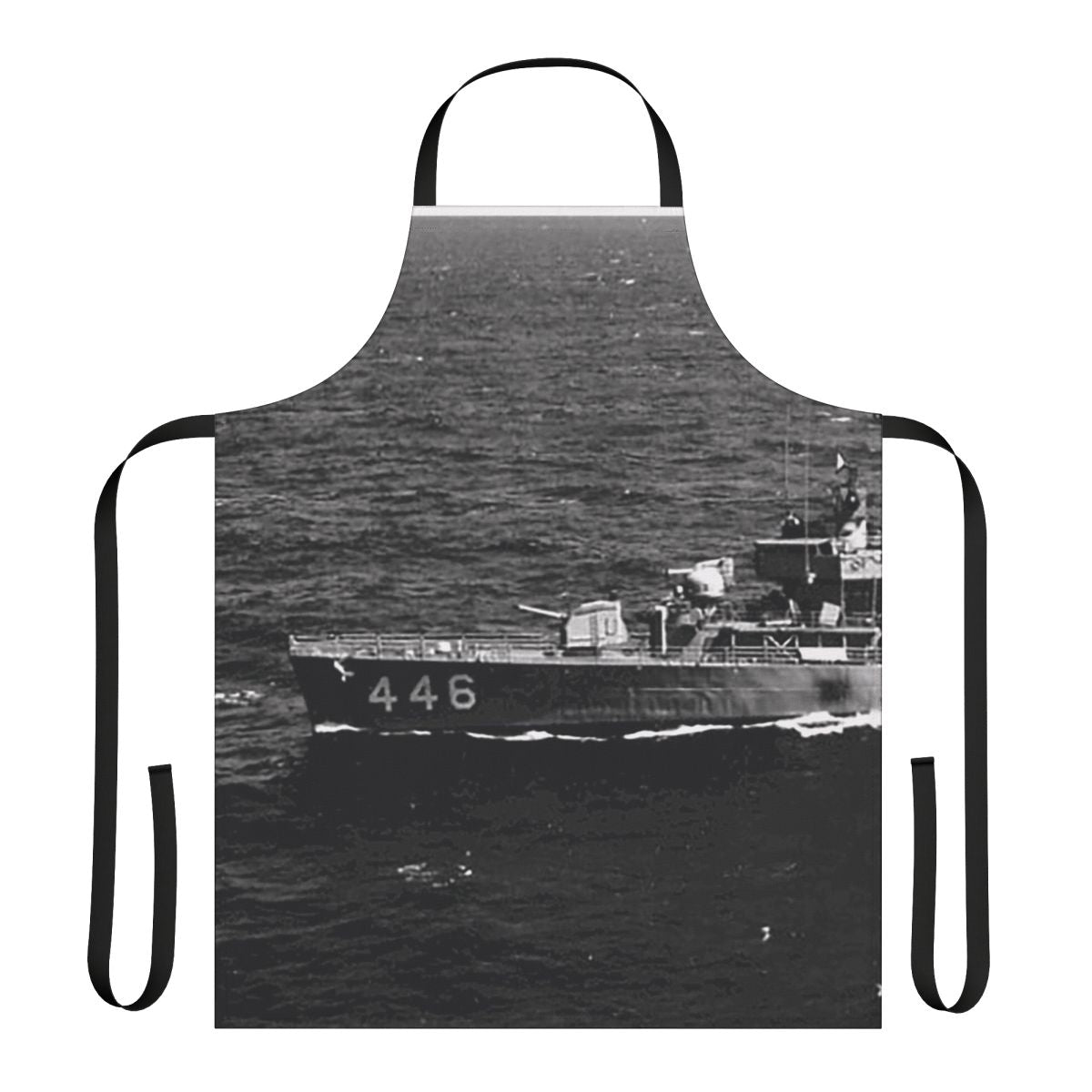 Navy inspired apron featuring the USS Radford DD-446 destroyer