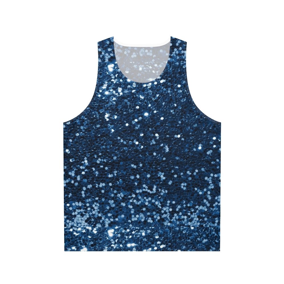 Navy blue glitter simulated tank top