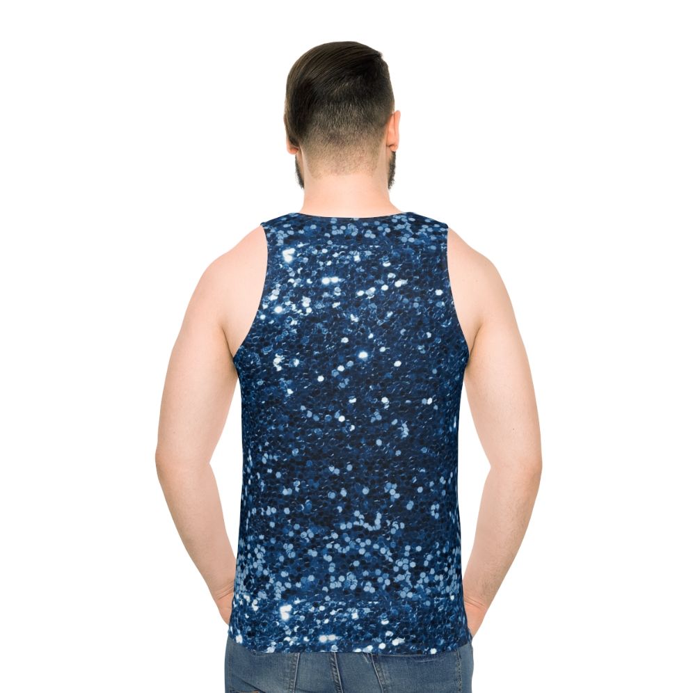 Navy blue glitter simulated tank top