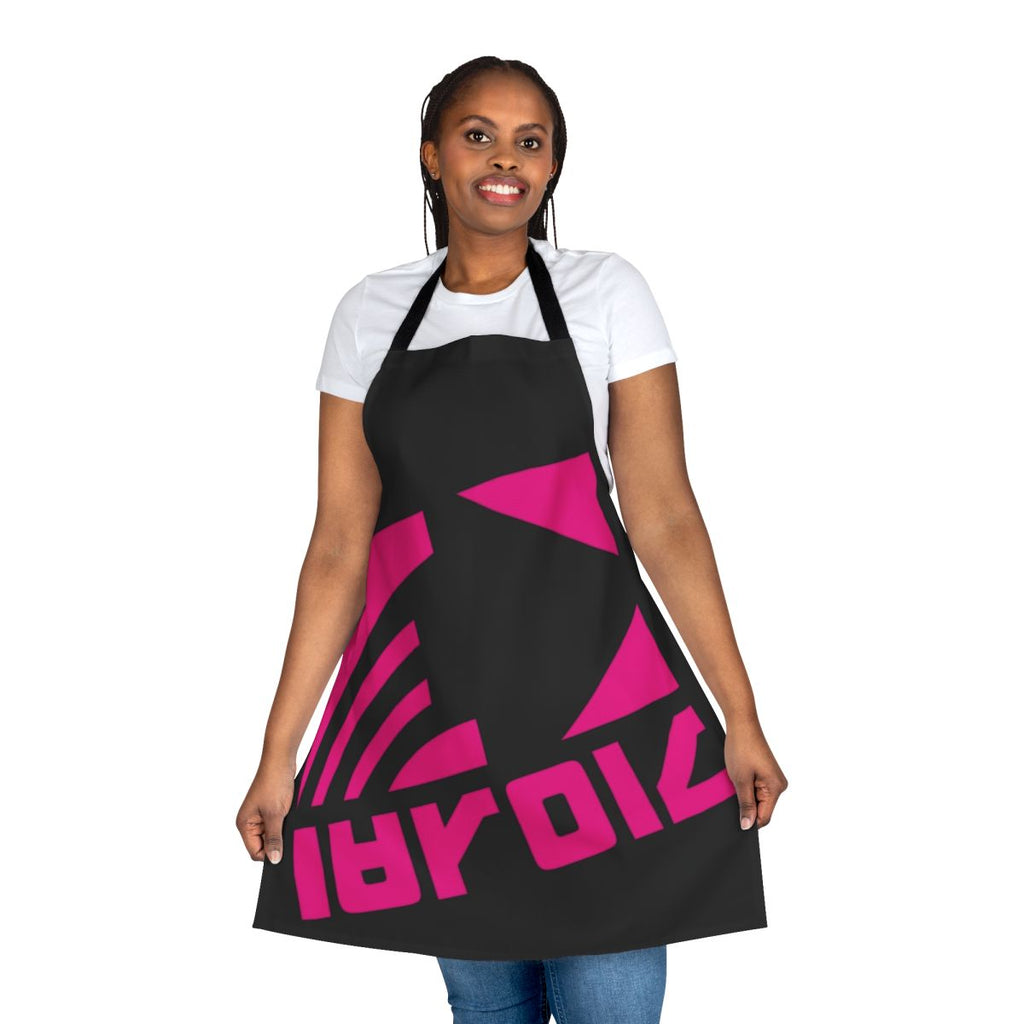 Navy apron with Deca logo, inspired by the Splatoon video game series