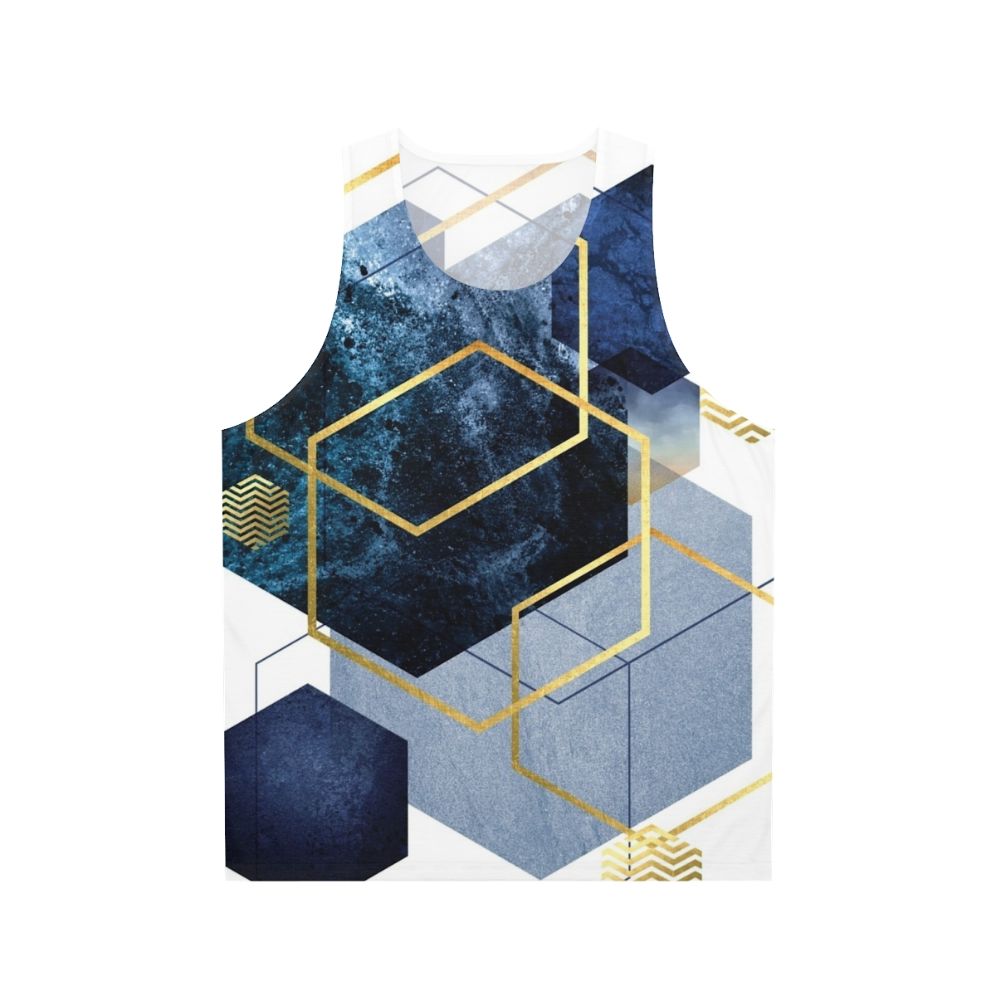 Navy and gold geometric unisex tank top