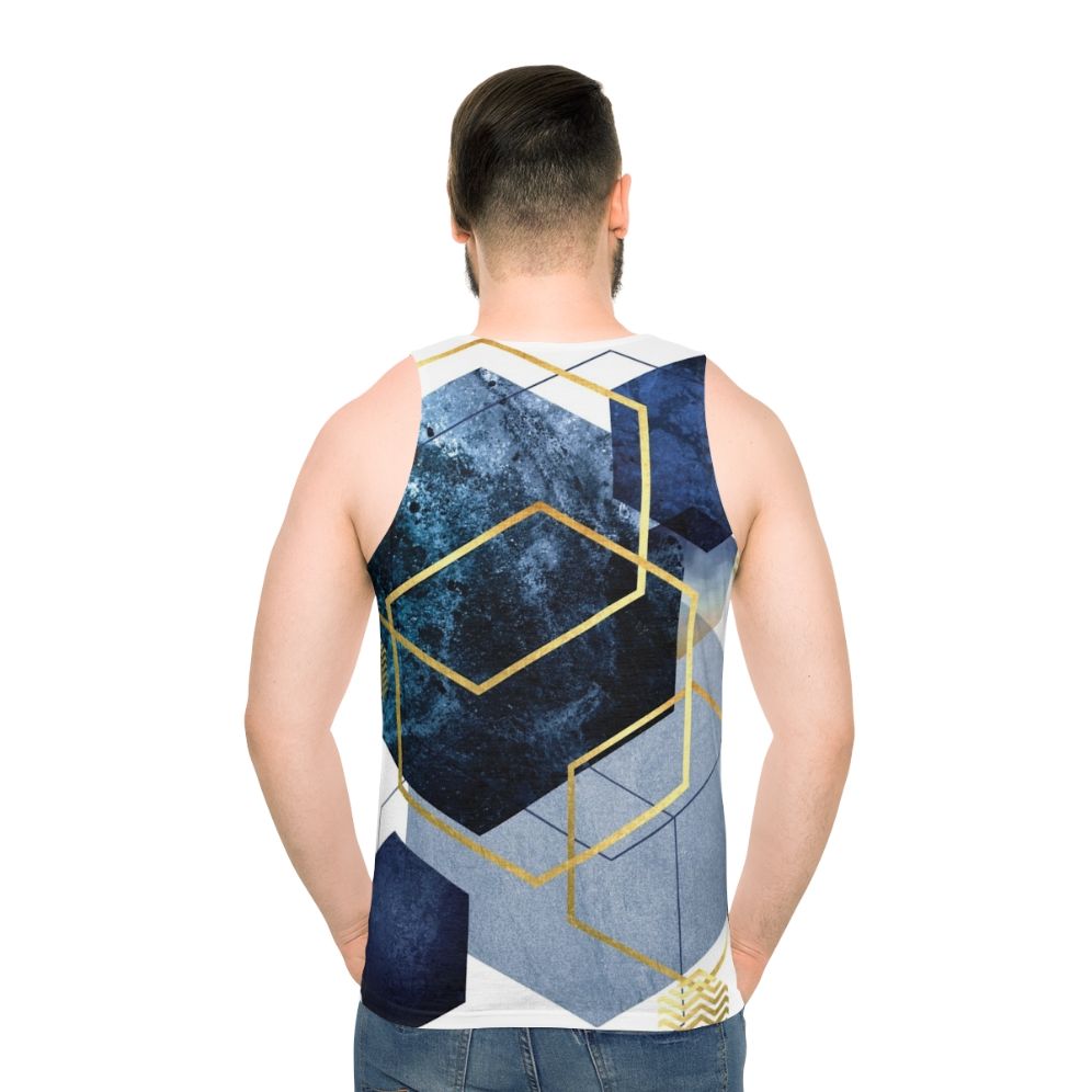 Navy and gold geometric unisex tank top