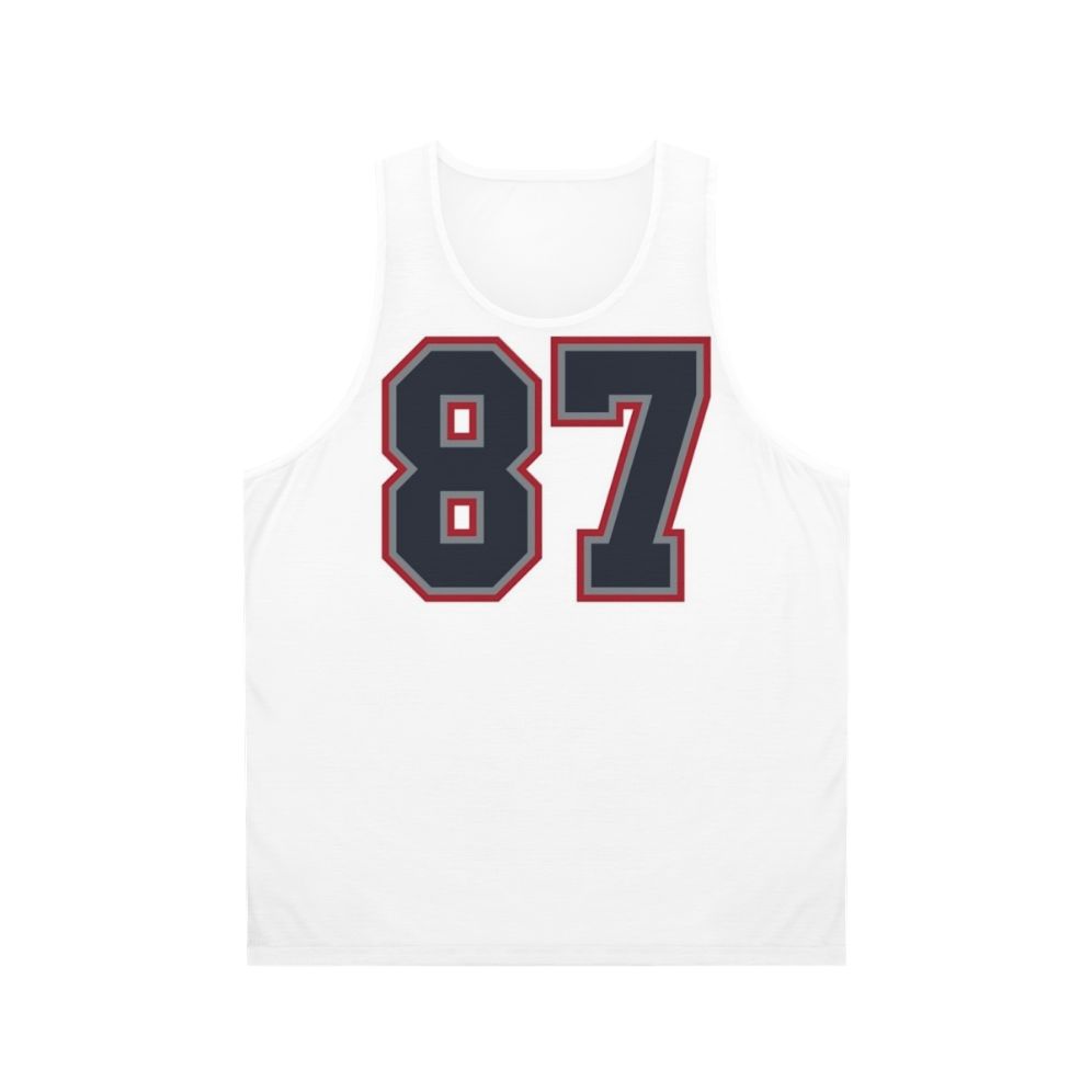 Navy Grey Red Sports Number 87 Unisex Tank Top