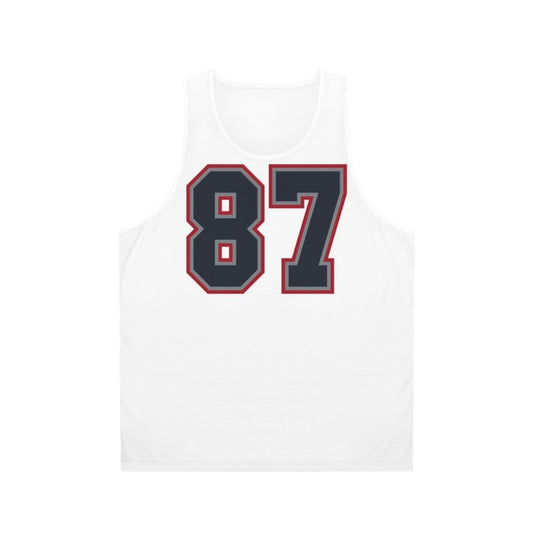 Navy Grey Red Sports Number 87 Unisex Tank Top