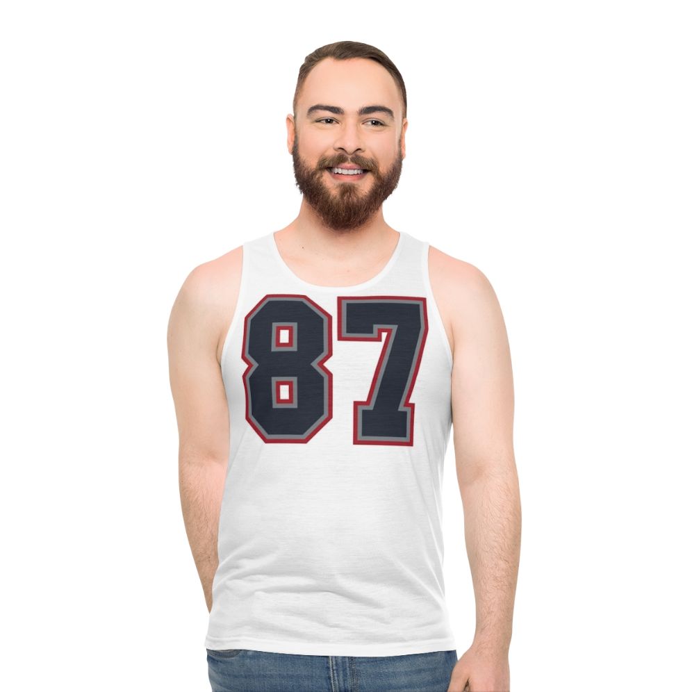 Navy Grey Red Sports Number 87 Unisex Tank Top