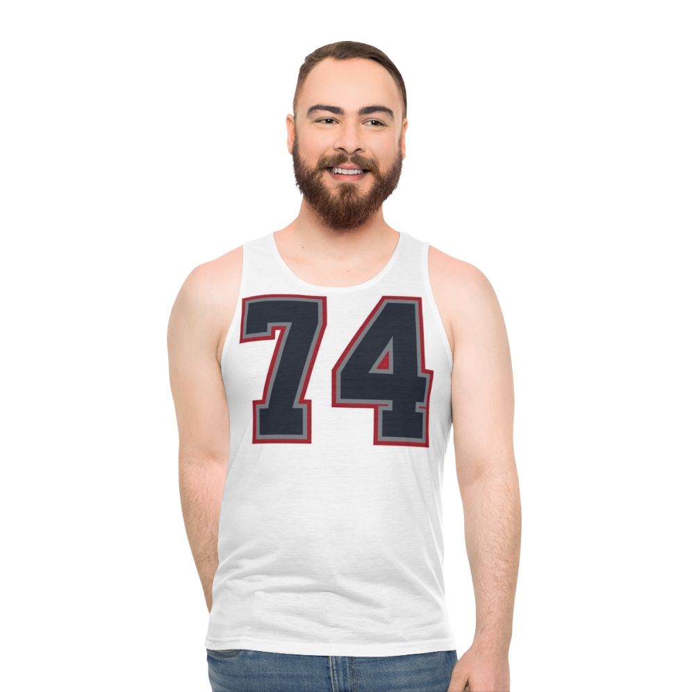 Navy Grey Red Sports Tank Top with Number 74