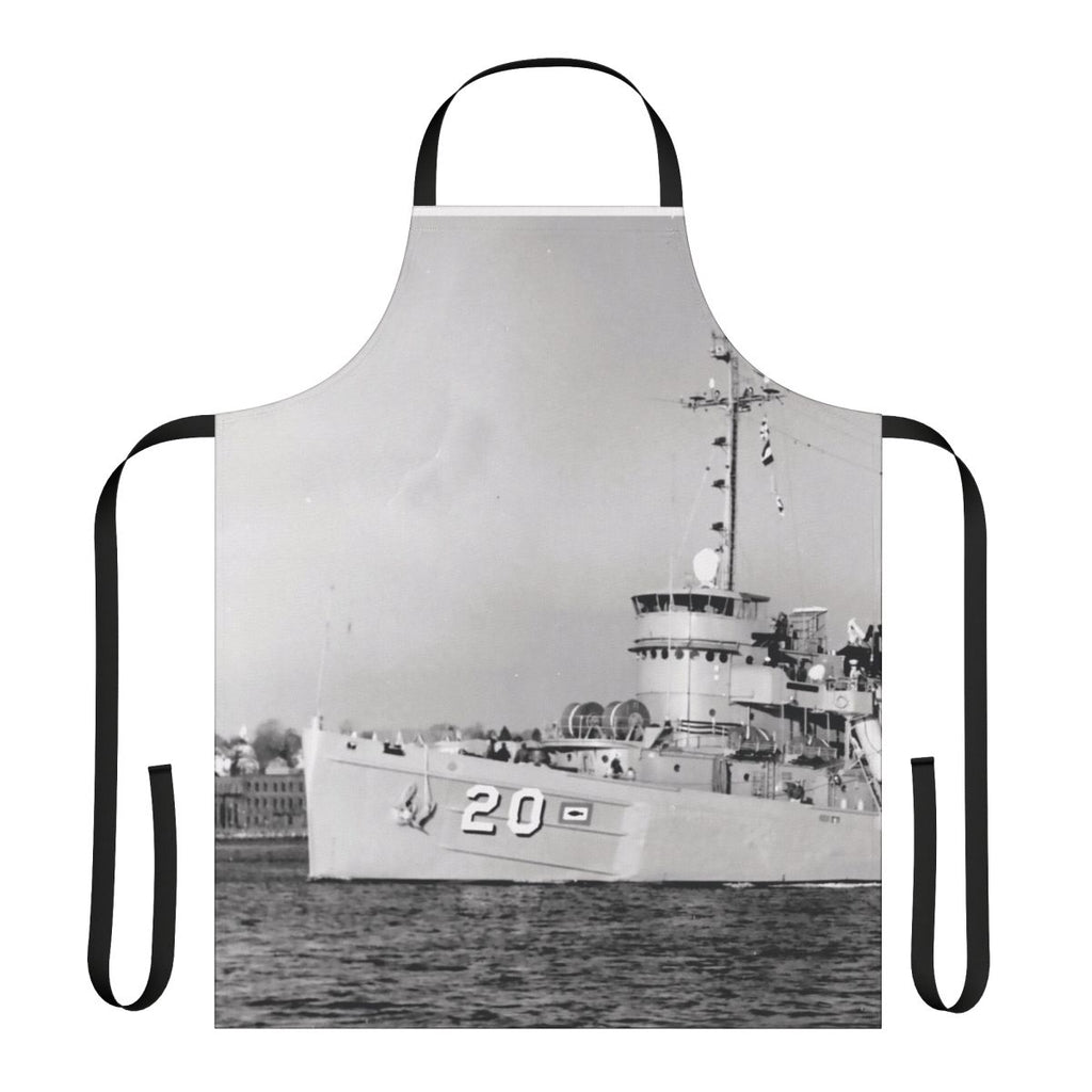 Navy apron featuring the USS Skylark ASR 20 ship design, perfect for submarine rescue enthusiasts