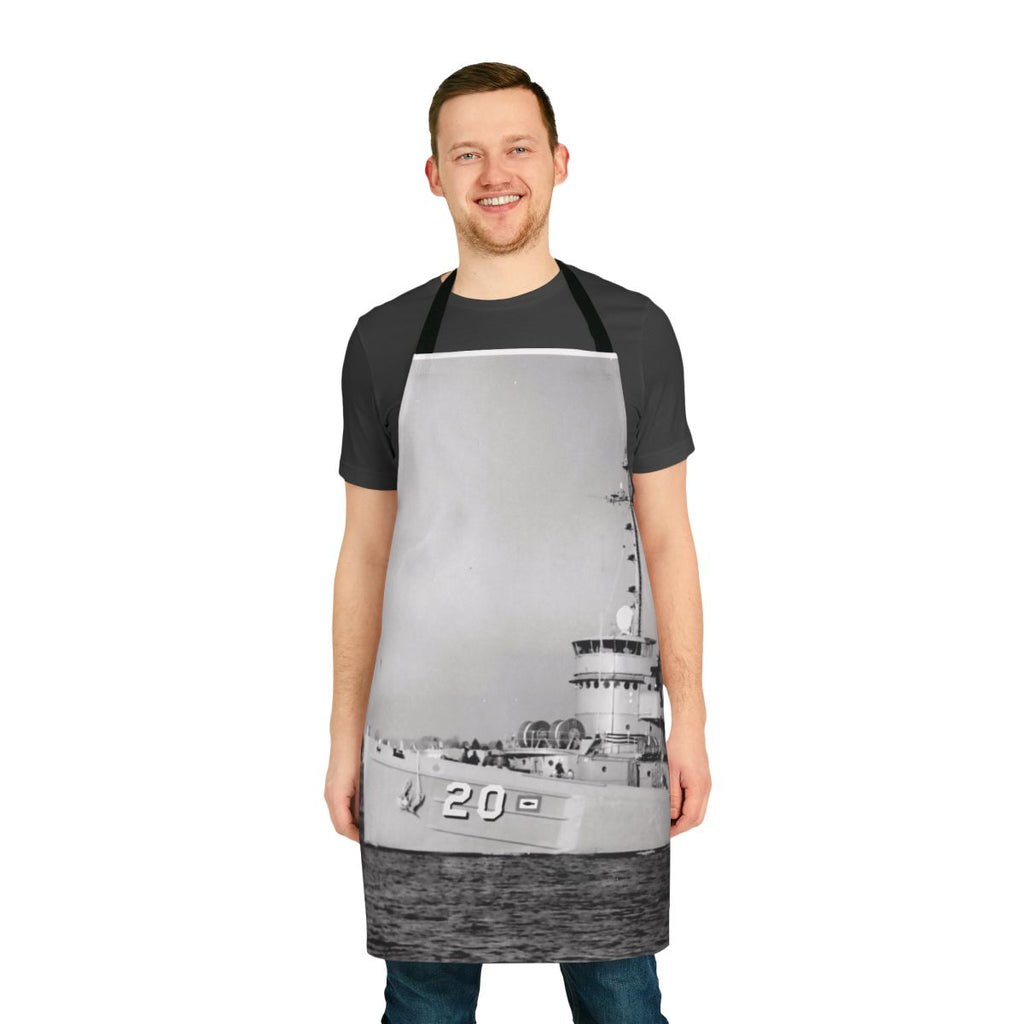 Navy apron featuring the USS Skylark ASR 20 ship design, perfect for submarine rescue enthusiasts