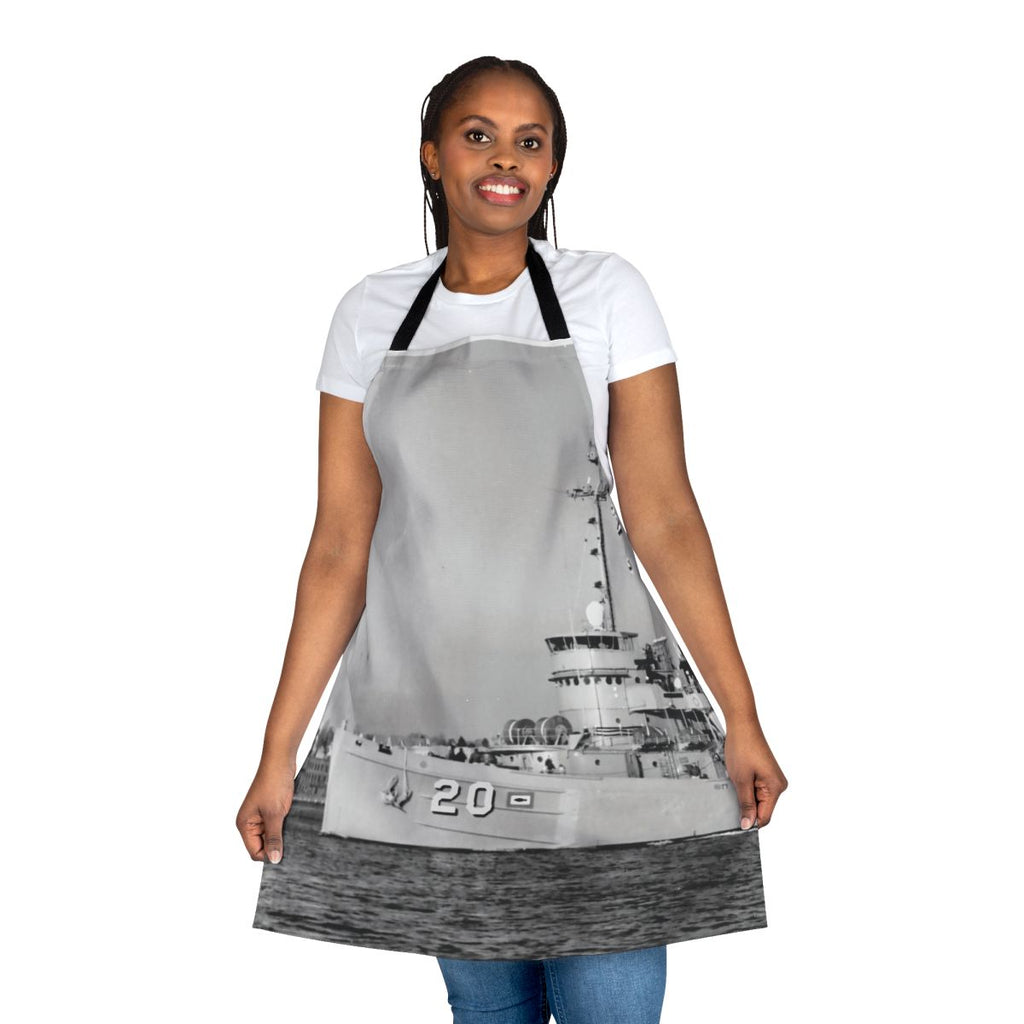 Navy apron featuring the USS Skylark ASR 20 ship design, perfect for submarine rescue enthusiasts
