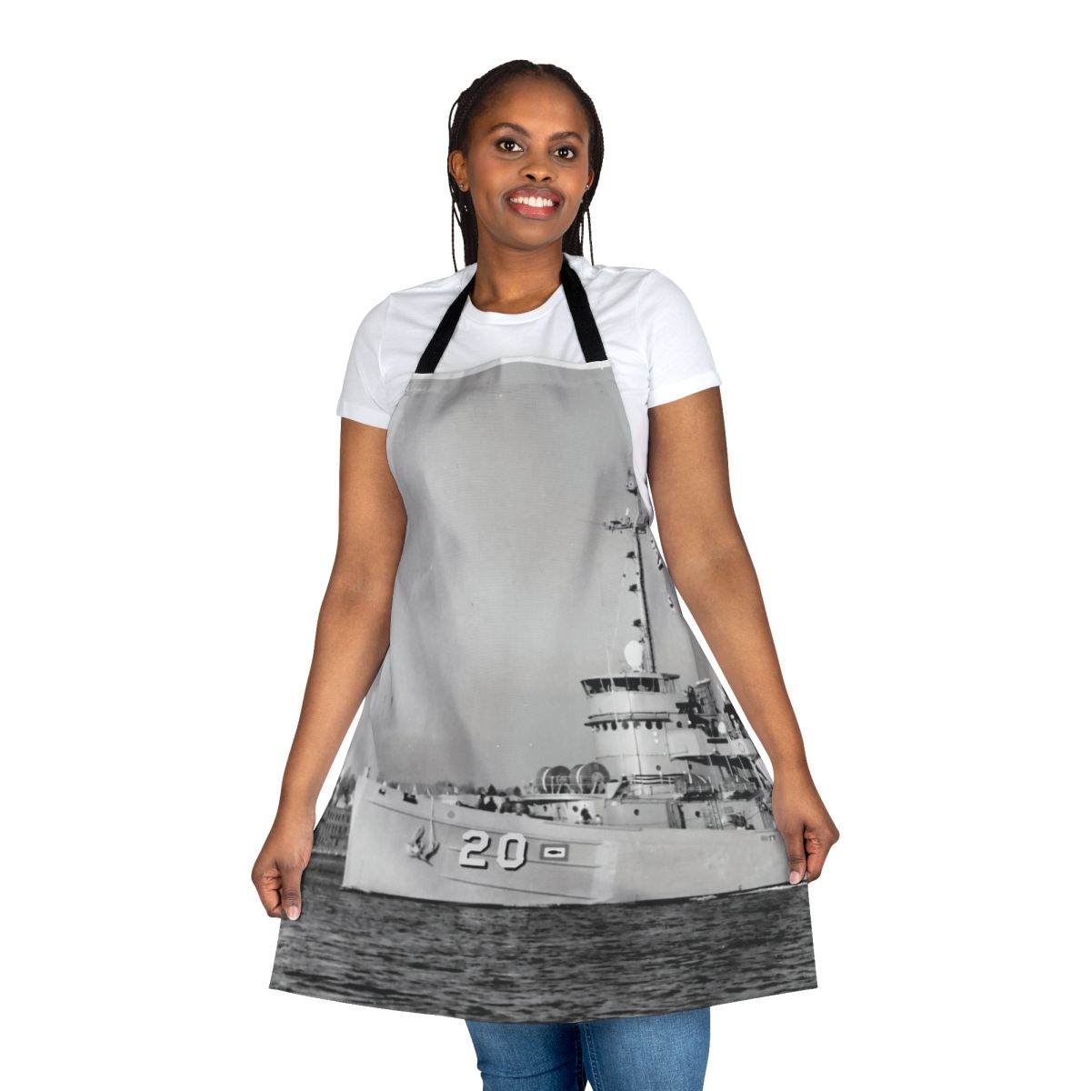 Navy apron featuring the USS Skylark ASR 20 ship design, perfect for submarine rescue enthusiasts