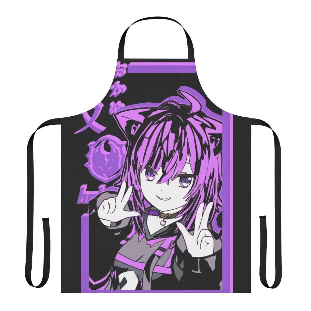 Nekomata Okayu inspired anime apron featuring a stylized catgirl design