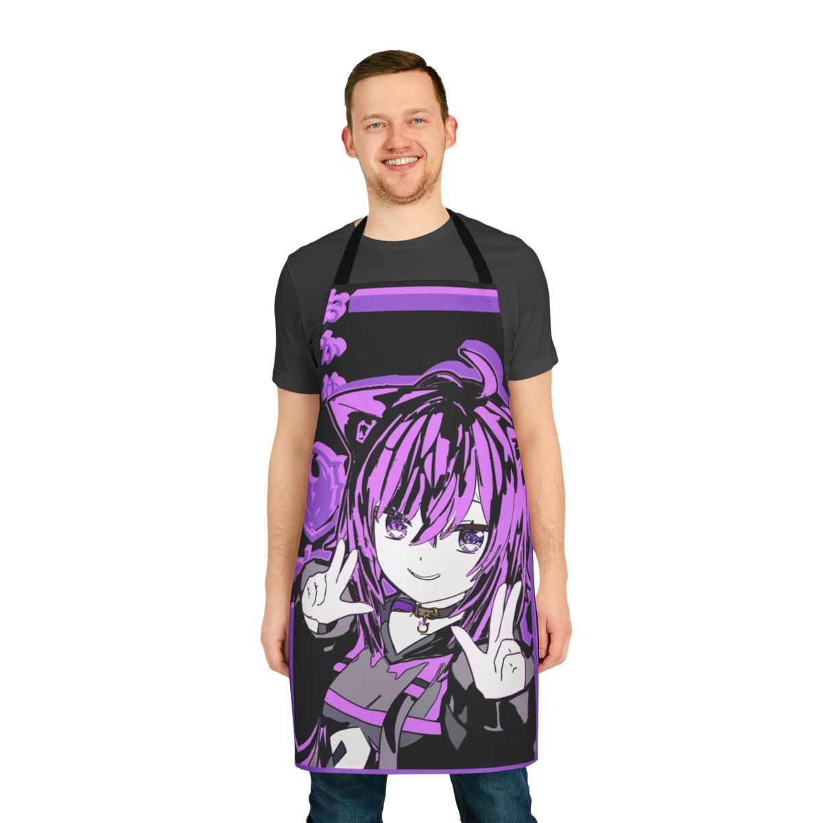 Nekomata Okayu inspired anime apron featuring a stylized catgirl design
