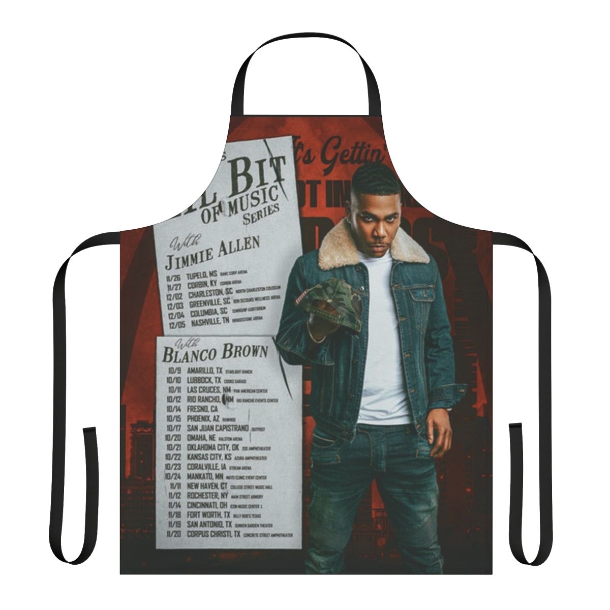 Nelly-inspired Lil Bit of Music Series tour apron with colorful design