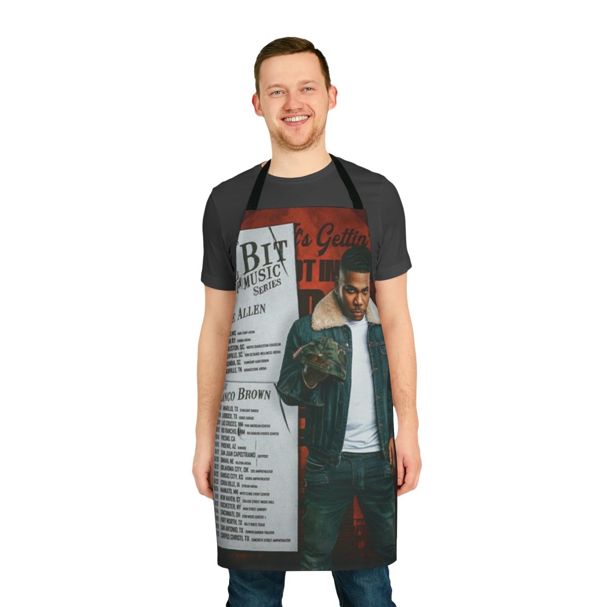 Nelly-inspired Lil Bit of Music Series tour apron with colorful design