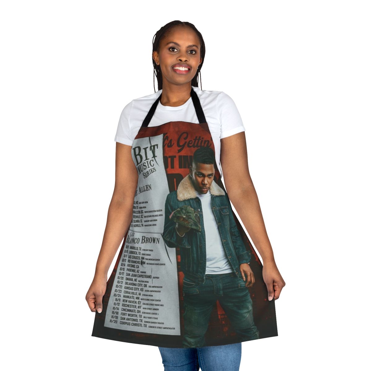 Nelly-inspired Lil Bit of Music Series tour apron with colorful design