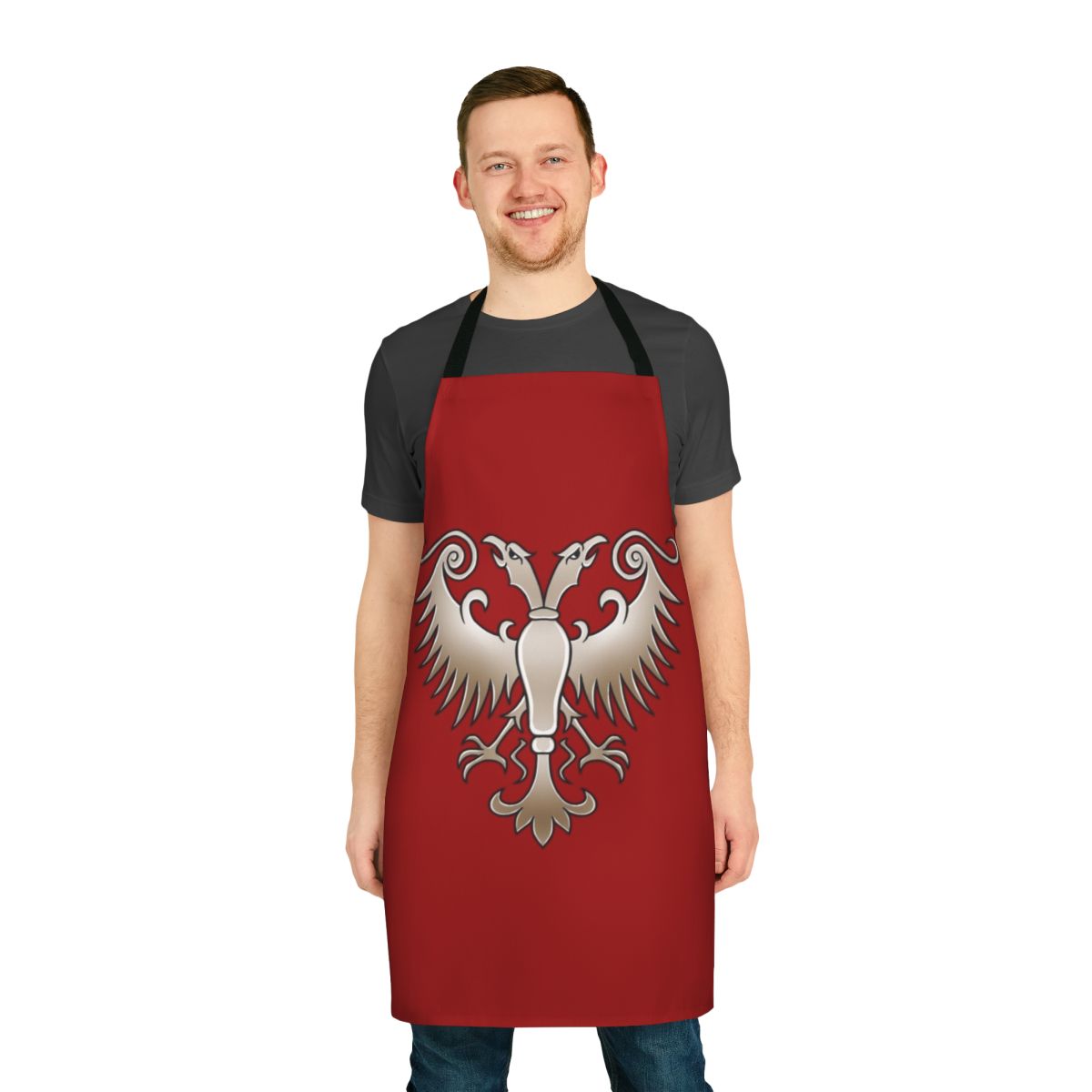 Nemanjić Dynasty inspired apron featuring the white eagle emblem of Serbia