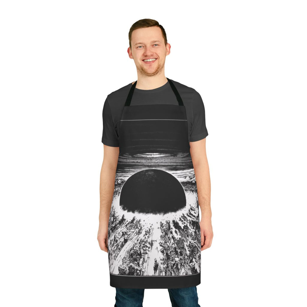 Neo Tokyo Explosion Apron - Retro Anime Cyberpunk Style Apron with Akira Inspired Design