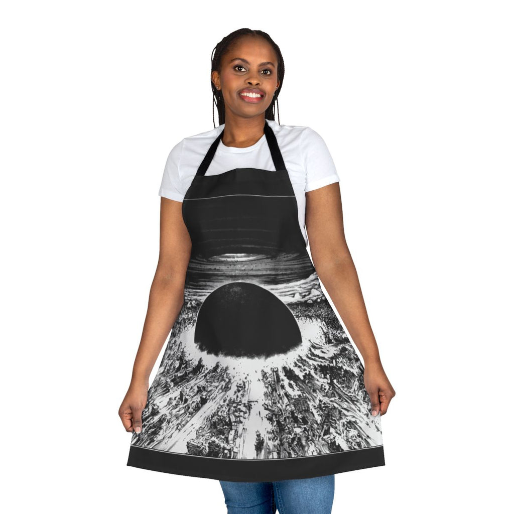 Neo Tokyo Explosion Apron - Retro Anime Cyberpunk Style Apron with Akira Inspired Design