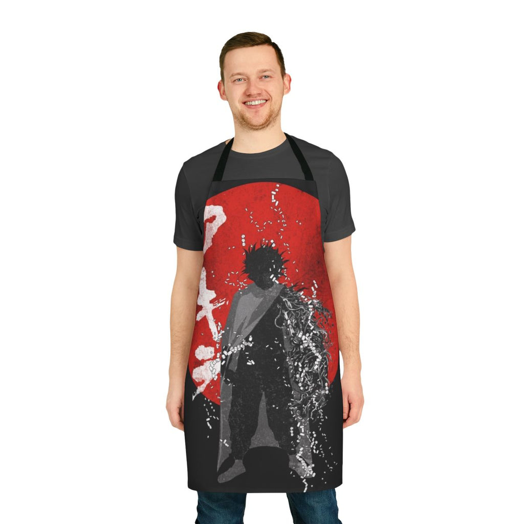 Neo Tokyo Storm inspired apron featuring cyberpunk anime artwork