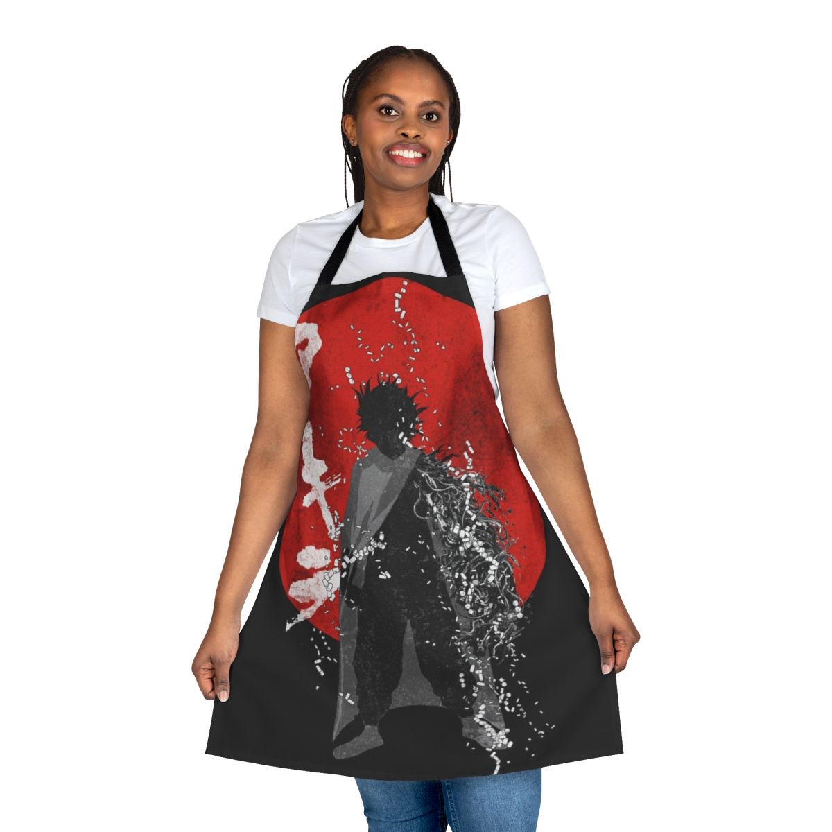 Neo Tokyo Storm inspired apron featuring cyberpunk anime artwork