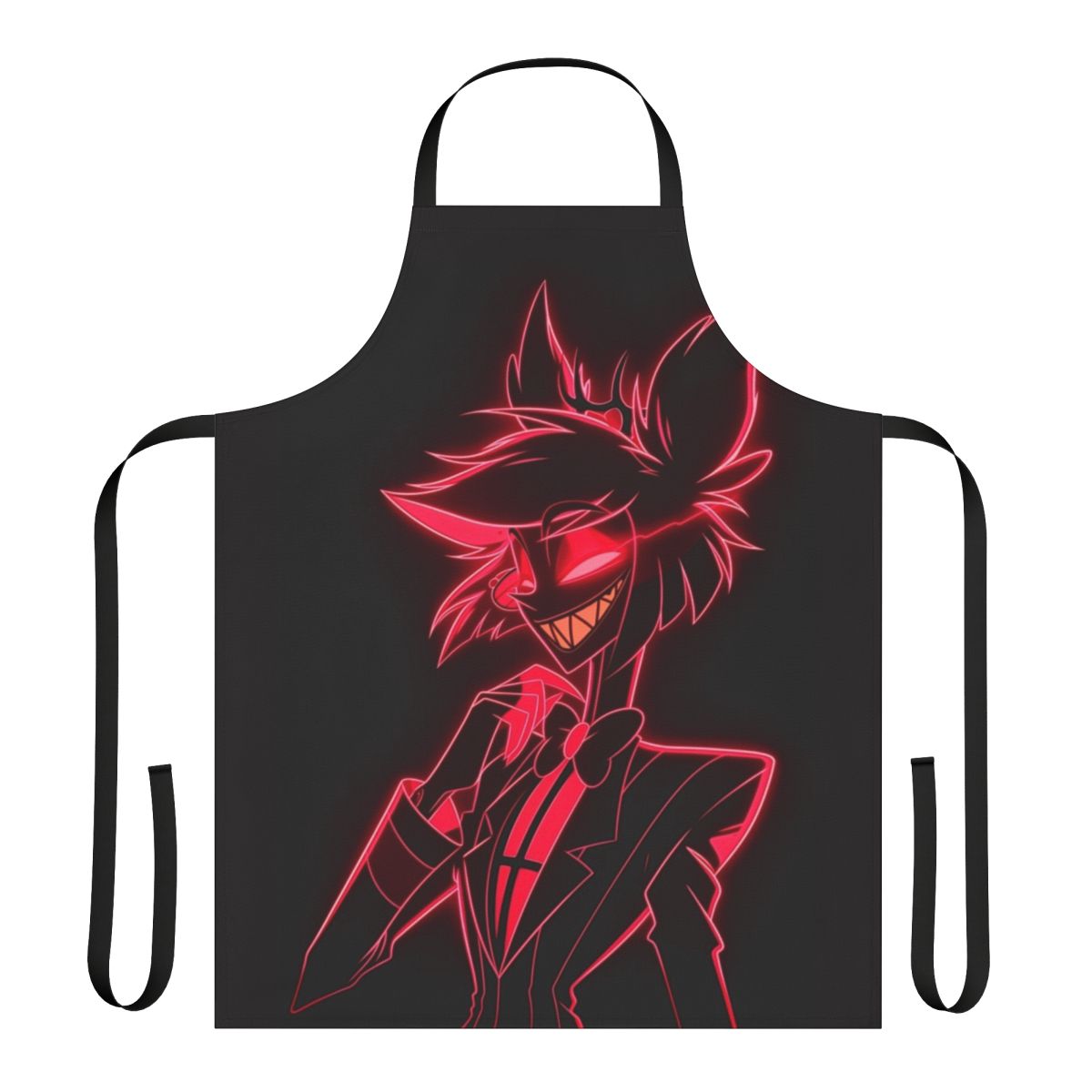 Neon Alastor-Inspired Apron - A stylish and durable apron featuring the iconic Hazbin Hotel character, the Radio Demon Alastor.