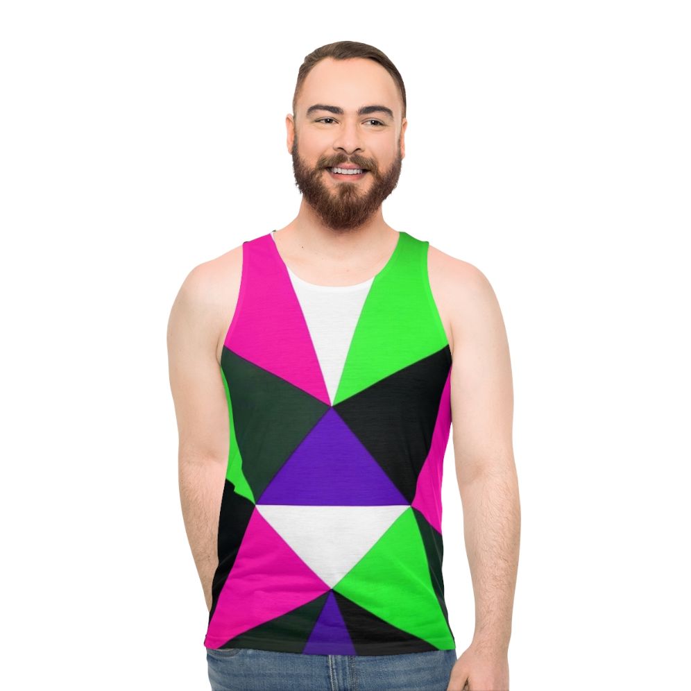 Neon color block tank top with 80s inspired design