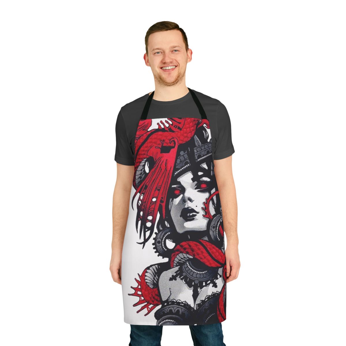 Neon goth urban style cyberpunk apron with futuristic design elements