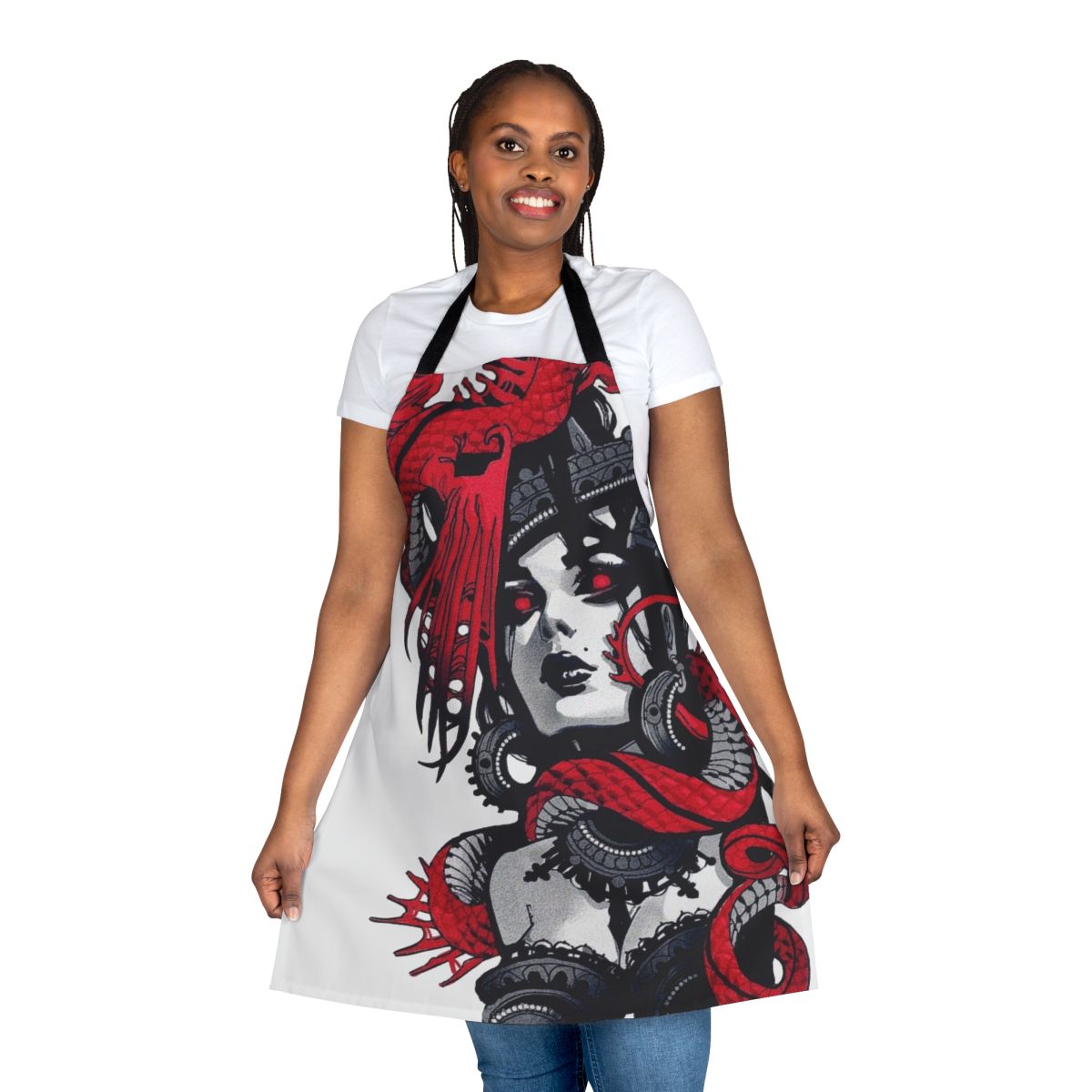 Neon goth urban style cyberpunk apron with futuristic design elements
