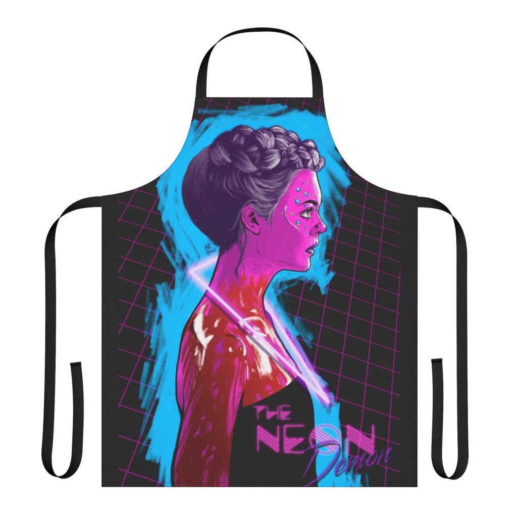 Neon-inspired apron with a futuristic, retro-80s design