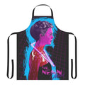 Neon-inspired apron with a futuristic, retro-80s design
