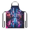 Apron featuring a cyberpunk-inspired neon cityscape of Tokyo