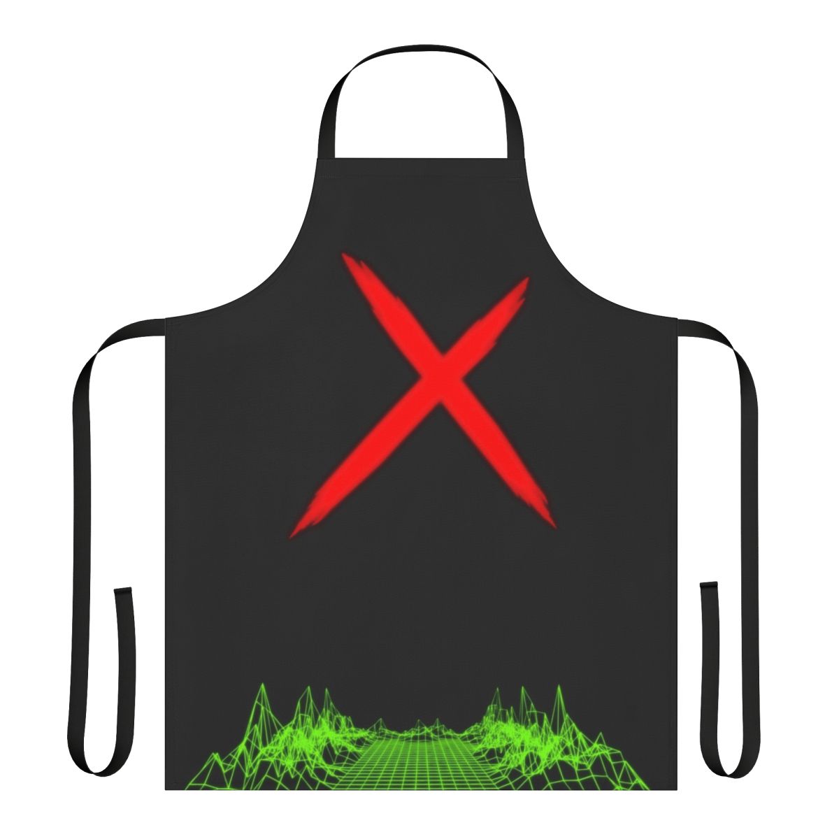 Stylized apron featuring the Trickster character from the game Dead by Daylight, with a neon nights, synthwave-inspired design.