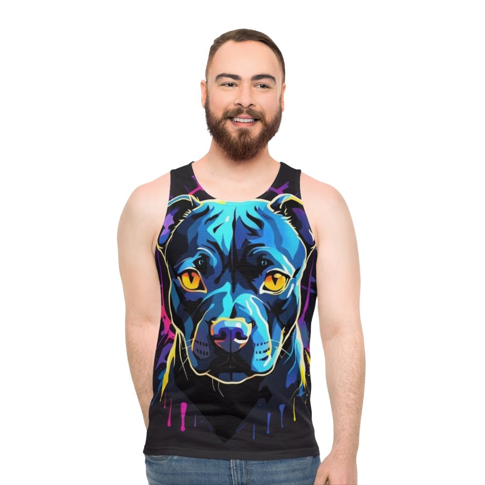 Neon Pitbull Dog Unisex Tank Top