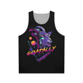 Neon retro synthwave goat unisex tank top