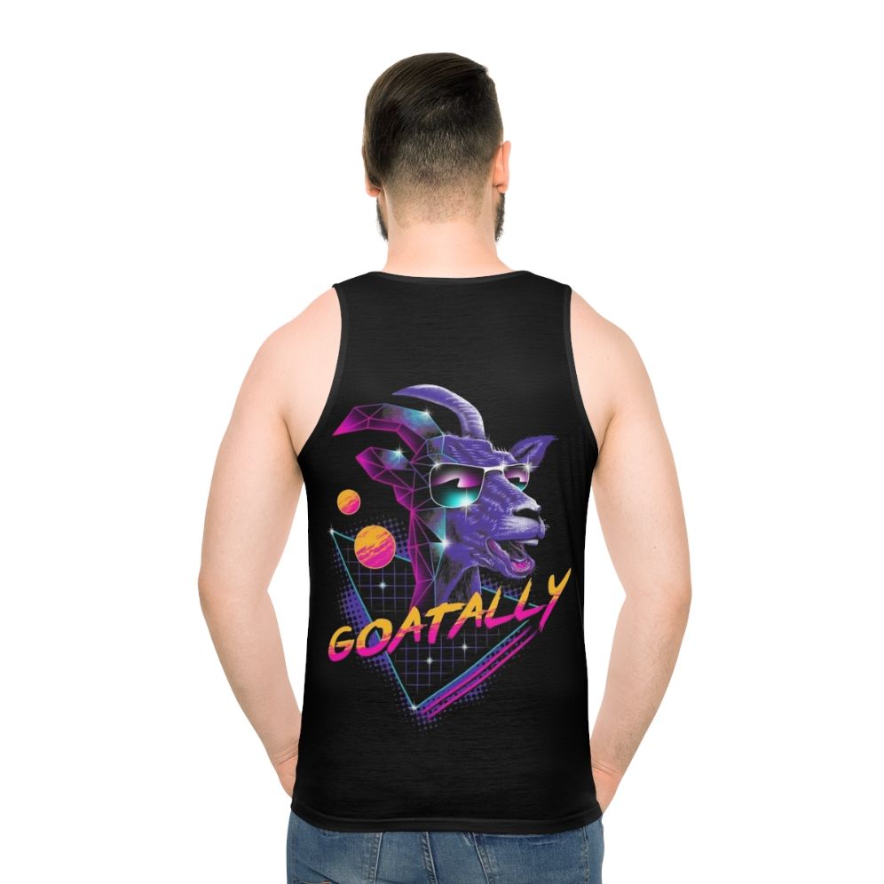 Neon retro synthwave goat unisex tank top