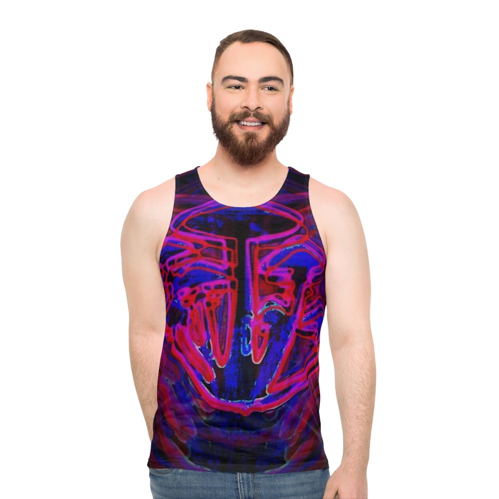 Neon shrooms glow-in-the-dark unisex tank top