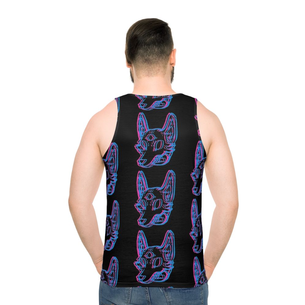Neon space coyote 3D tank top