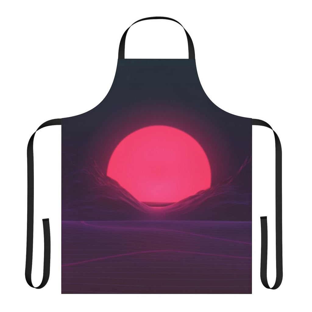 Neon Sunset Apron with synthwave, vaporwave, and retrowave inspired design