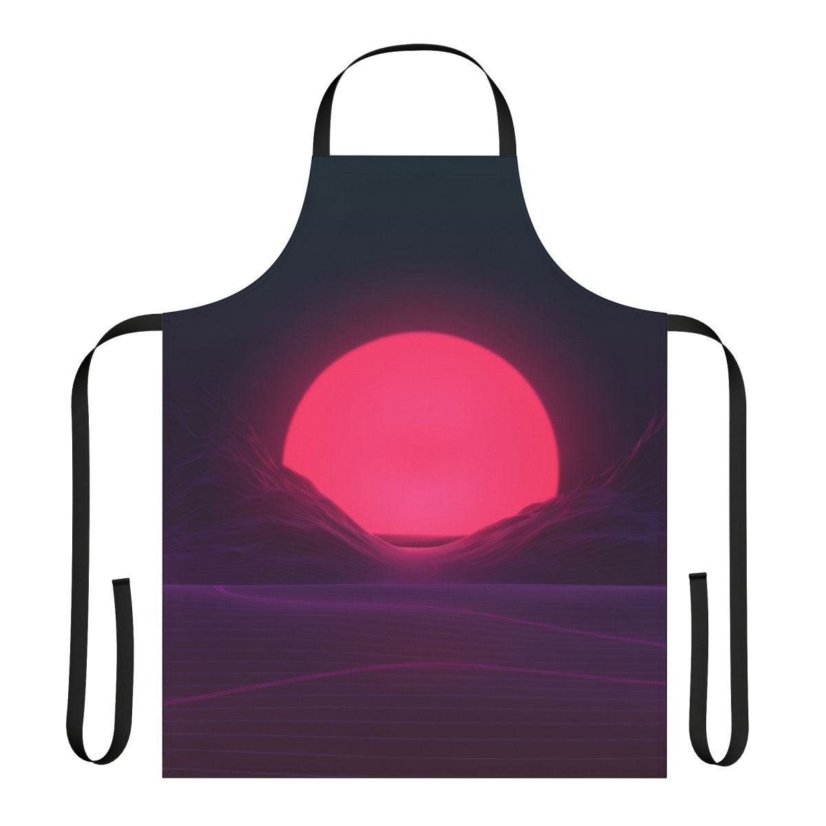 Neon Sunset Apron with synthwave, vaporwave, and retrowave inspired design