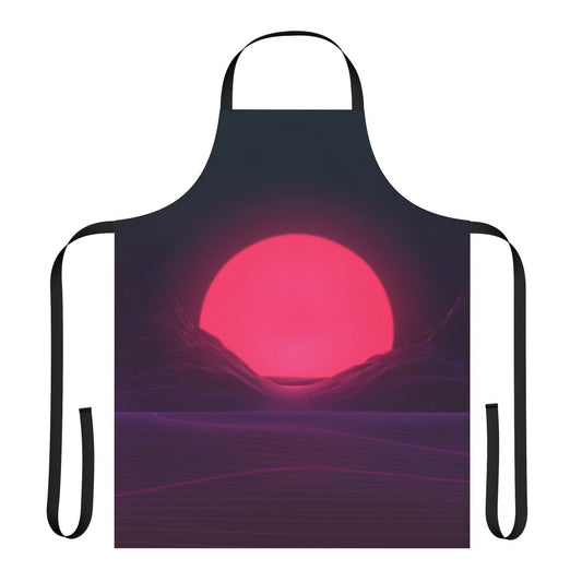 Neon Sunset Apron with synthwave, vaporwave, and retrowave inspired design