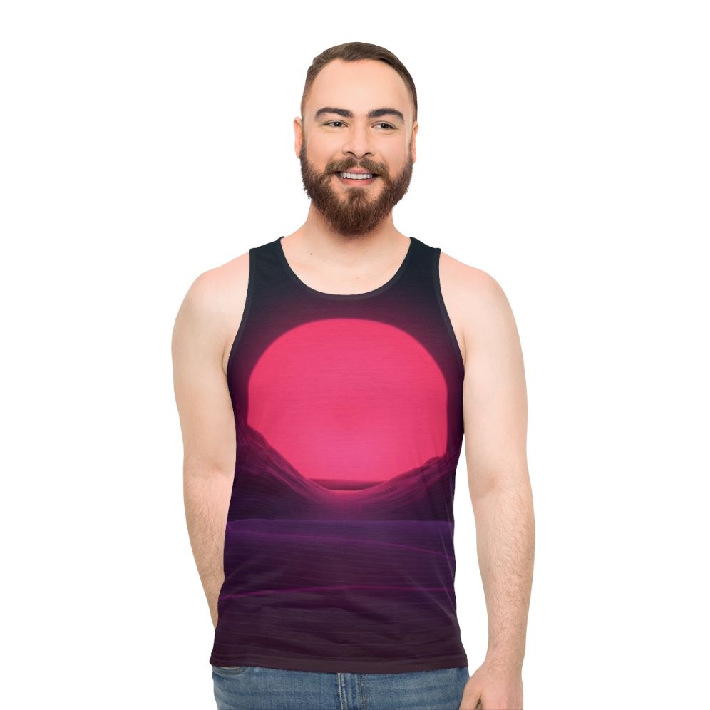 Neon sunset unisex synthwave tank top