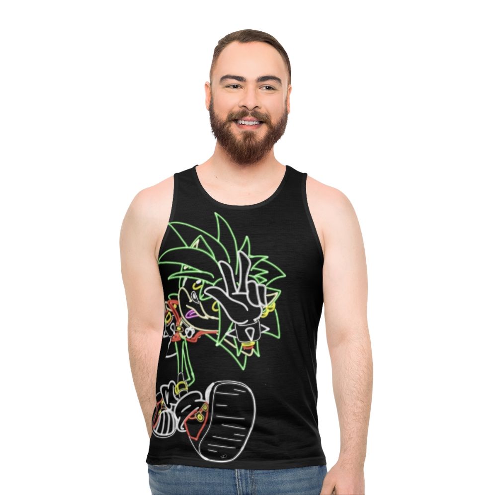 Neon unisex tank top with Sonic the Hedgehog design