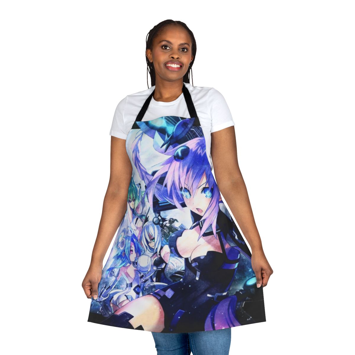 Stylish apron featuring characters from the Neptunia anime and video game series