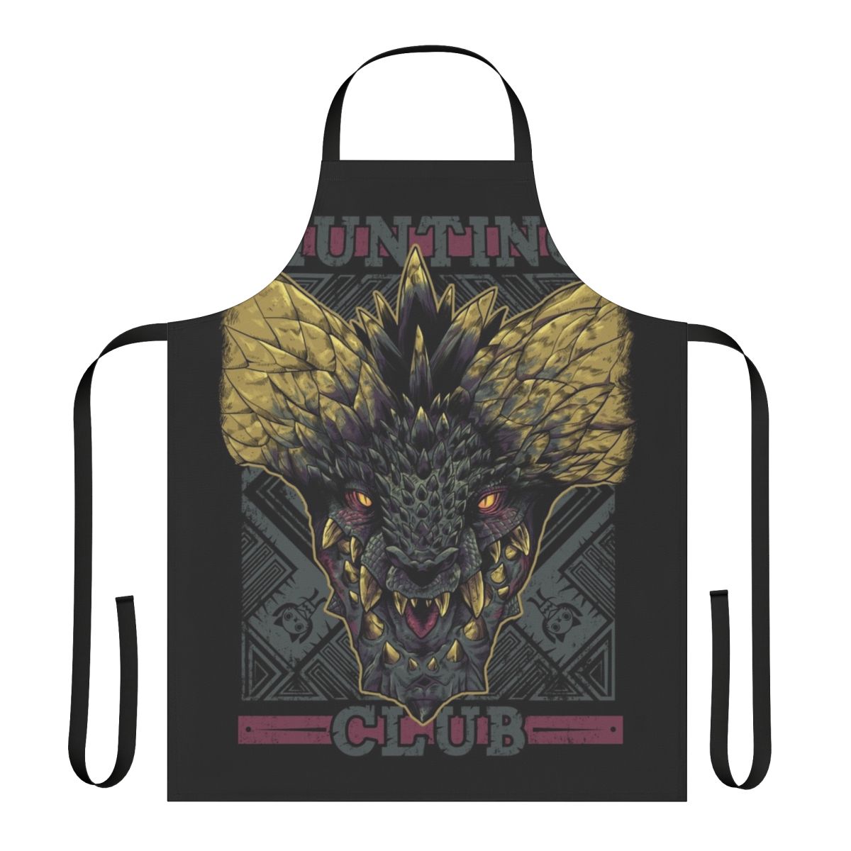 Nergigante-themed apron featuring the fearsome dragon from the Monster Hunter video game series.