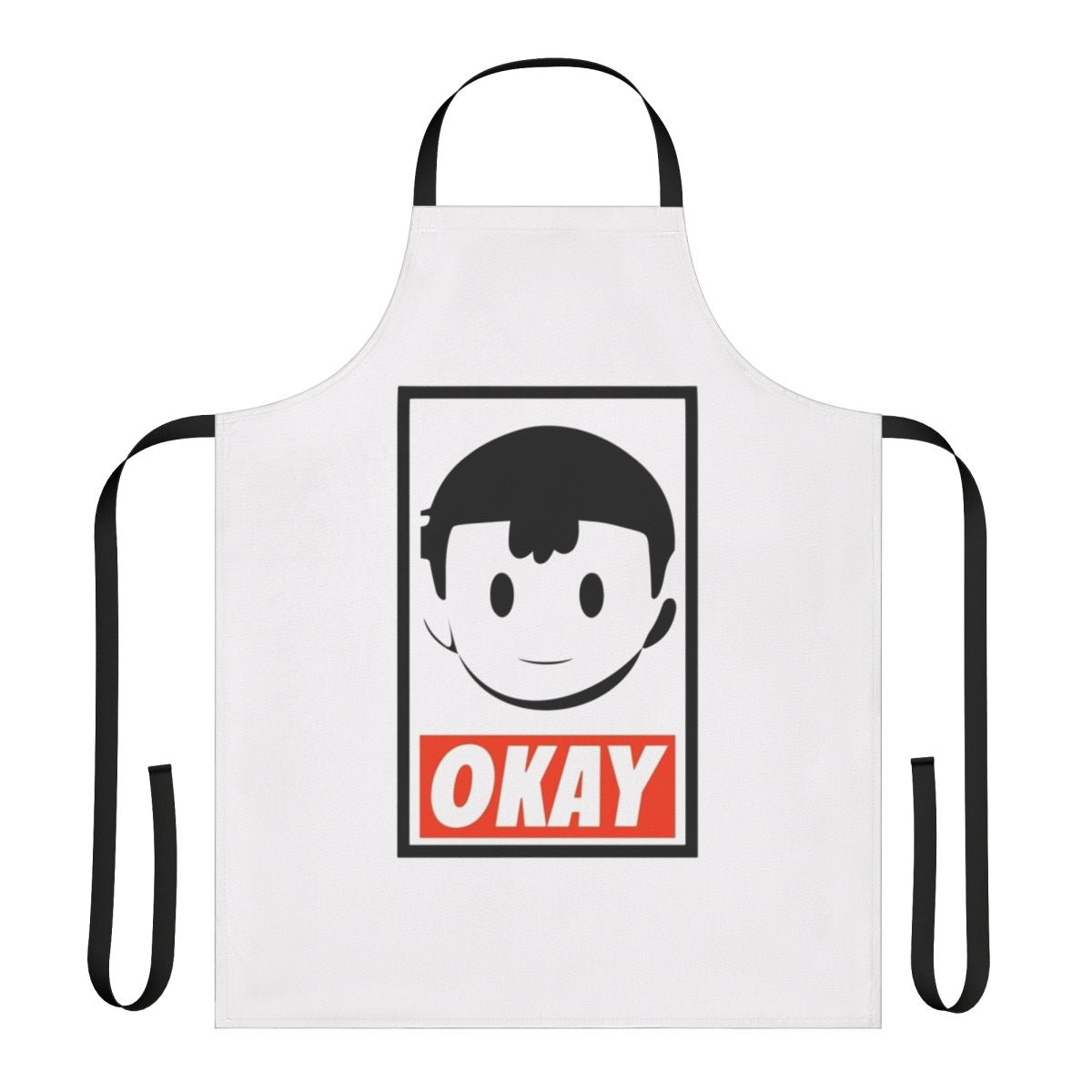 Ness-inspired parody apron with "Okay" design for Earthbound and Super Smash Bros fans