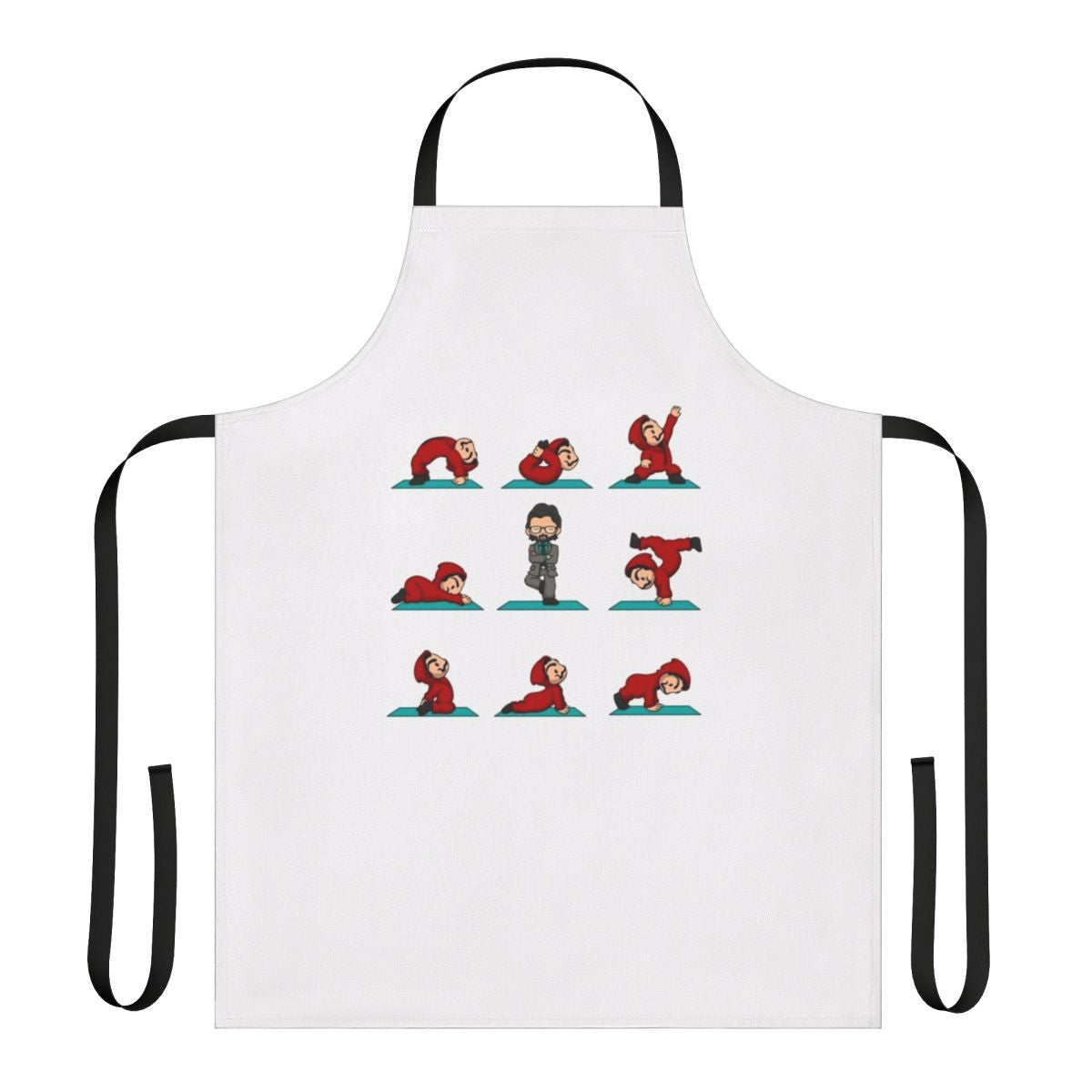 Money Heist themed yoga apron with characters from the popular Netflix series