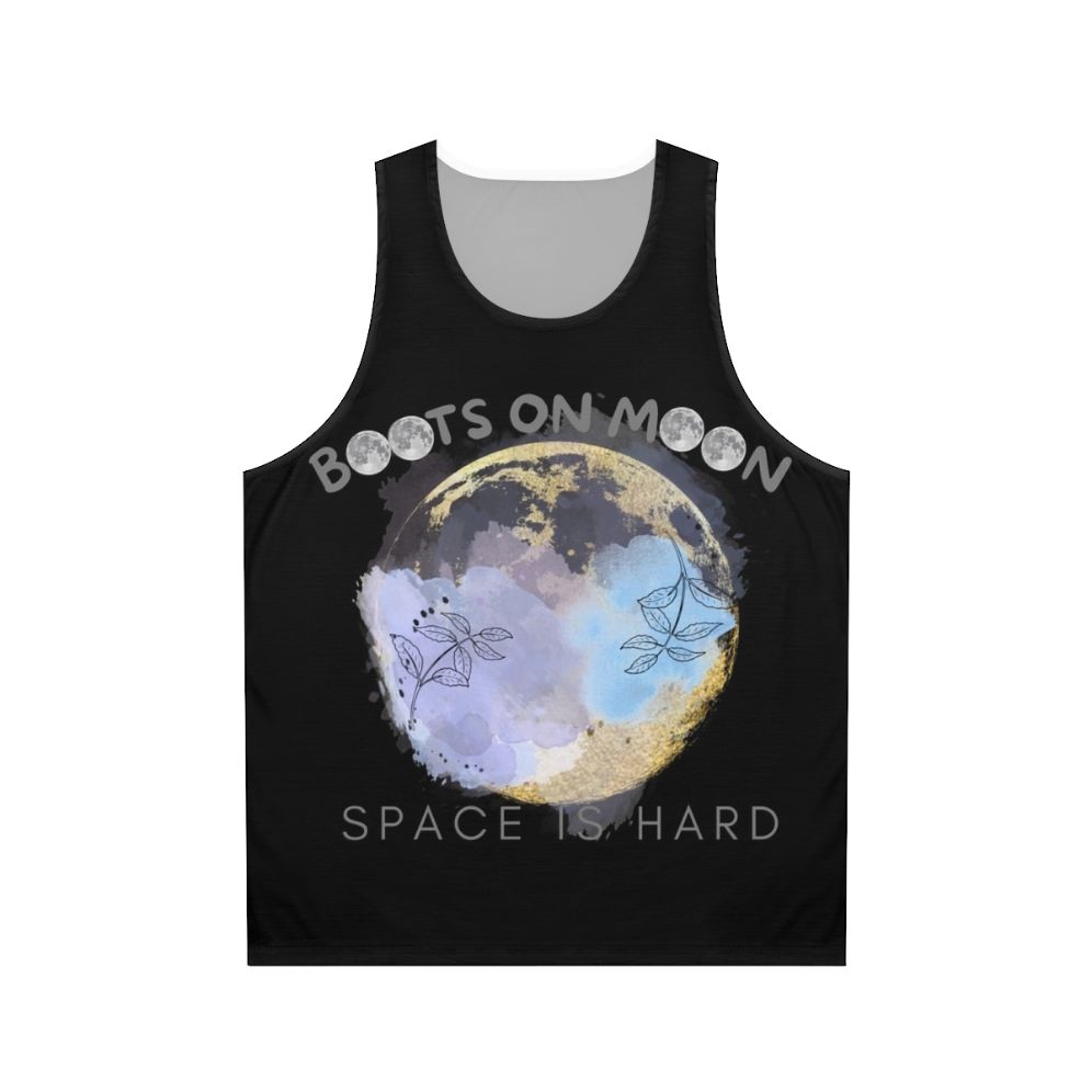 "Netflix Space Force Unisex Tank Top with Boots on the Moon Design"
