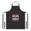 Netrunner-themed apron with "Run R&D" design